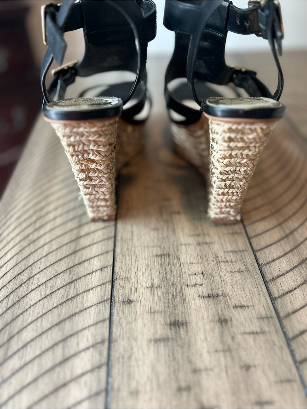 Vince Camuto Black Double Buckle Block Heel Sandals - Picture 4 of 10